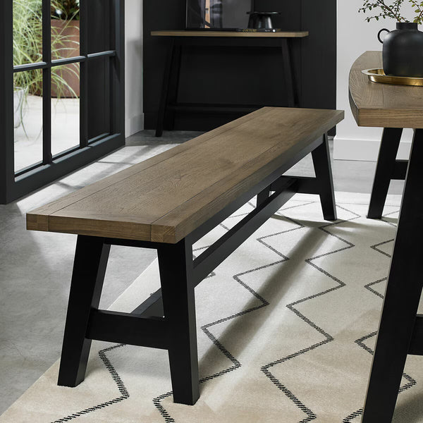 Bentley Designs Camden Weathered Oak & Peppercorn Large Bench, 220Cm