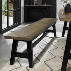 Bentley Designs Camden Weathered Oak & Peppercorn Large Bench, 220Cm