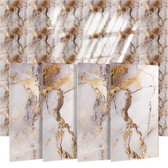 STOBOK 20pcs Self-Adhesive Decorative Tile Wall Stickers, Washable with Water, Featuring a Marble-Like Appearance. Perfect for Decorating Bathrooms, Kitchens, Living Rooms, Bedrooms, Offices, And Dorms - Shiny End