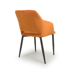 Nero Burnt Orange Velvet Quilted Dining Chair, 2 Pack