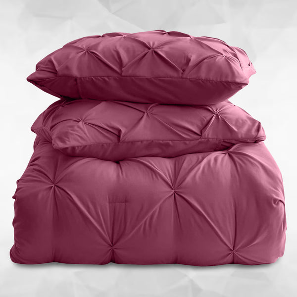 3pcs Pintuck Duvet Cover Set – Reversible Pinch Pleat Design with Pillowcases, Soft & Breathable Microfiber, Button Closure & Corner Ties, Machine Washable, Perfect for Bedroom or Guest Room – All Season
