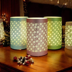 LED Table Lamps Battery Operated Cordless Desk Lights | Blue Green or Pink Flower Petal Design