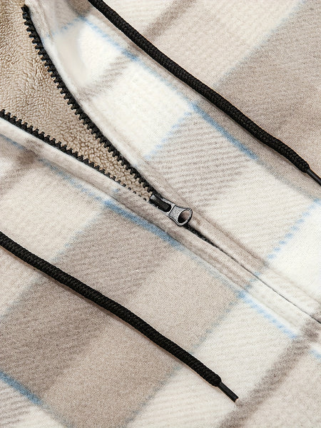 Men's Heavyweight -Lined Hooded Jacket - Full-Zip Plaid Thickened Shirt with Pockets and Adjustable Drawstring, Comfortable and Warm for Autumn and Winter