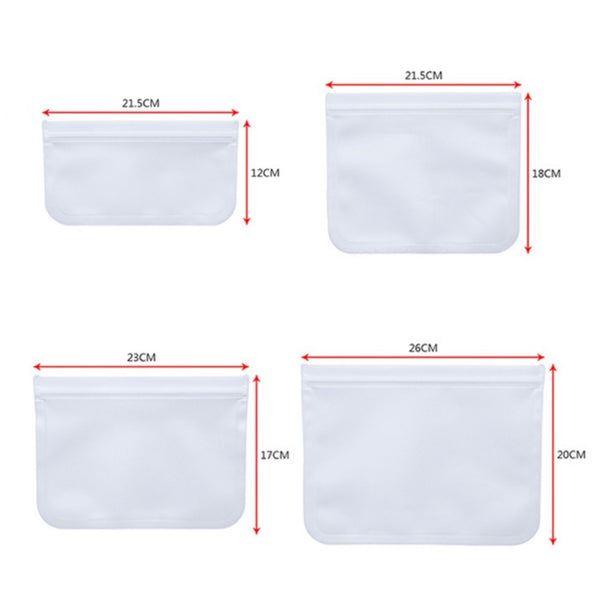 Set of 8 Dishwasher-Safe Reusable Bags, Leak-Resistant Freezer Bags, Ideal for Storing Food During Travel