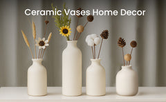Set of 3 Small Ceramic Vases for Home Decor Table Centrepieces Rustic Farmhouse Style, Mini Decorative Vases (White)