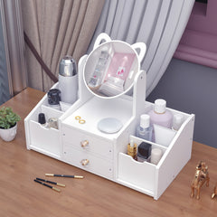 Makeup Organizer with Clear Mirror Multi-Layer Storage Vanity Organizer Drawers Skincare Organizers for Women Dressing Table Bathroom Counter, Vanity Holder for Brushes