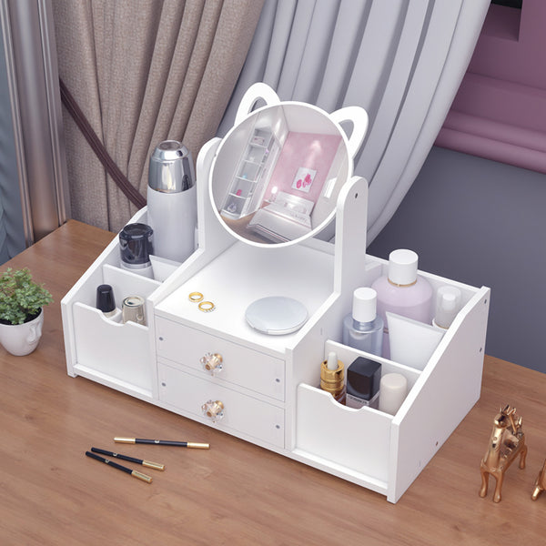 Makeup Organizer with Clear Mirror Multi-Layer Storage Vanity Organizer Drawers Skincare Organizers for Women Dressing Table Bathroom Counter, Vanity Holder for Brushes