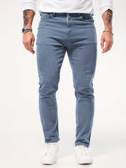 Solid Color Jeans Men'S Slim Fit Straight Leg Easy Versatile Casual Wear Long Pants Men'S Fashion