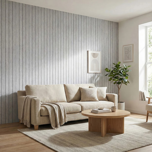 1pc 3D Imitation Wood Grain Grille Wall Panels, 300*40cm, Self-adhesive Vertical Stripe Wall Stickers, Peel and Stick, TV Background Decoration Stickers for Bedroom and Living Room, Kitchen and Bathroom Wall Renovation Stickers, Ideal for Renovating Livin