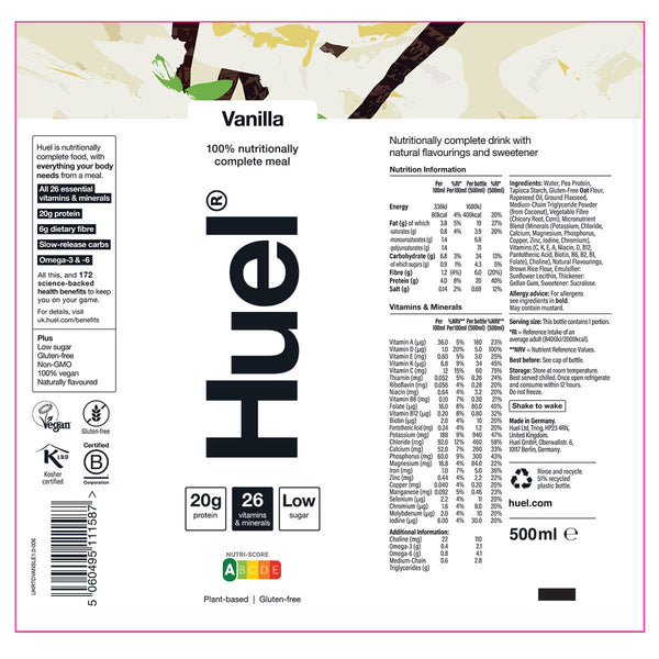 Huel Complete Meal Drink Vanilla, 8 X 500Ml