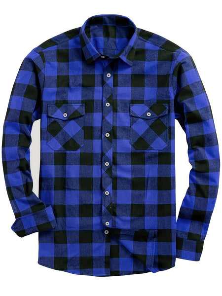 Men's 3pcs Fashion Casual Flannel Plaid Shirts for All Seasons