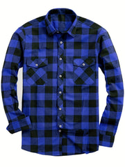 Men's 3pcs Fashion Casual Flannel Plaid Shirts for All Seasons