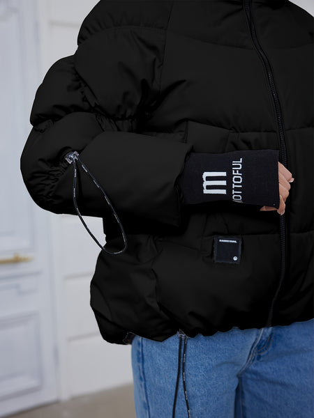 Women's Winter Casual Warm Padded Coat with Fashionable Double Hood and Windproof Cuffs
