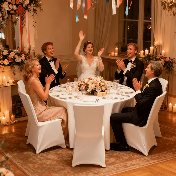 50/100pcs Elegant White Stretch Chair Covers With Bowknot | Polyester And Elastane Blend, Elastic-Band Closure, Classic Style For Weddings & Parties