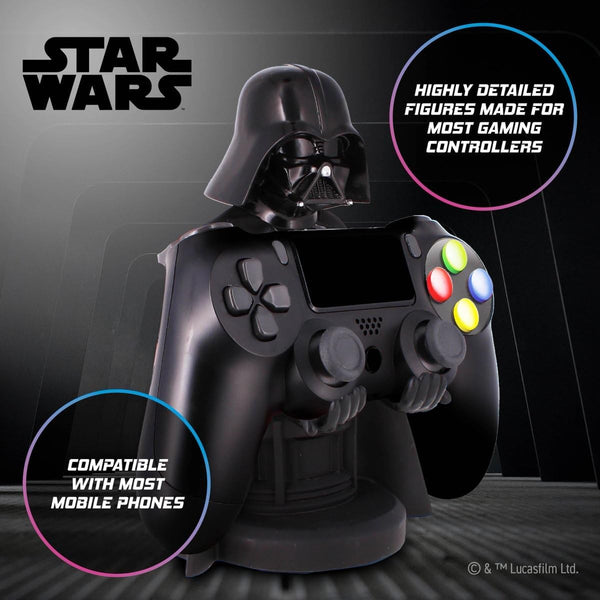 Exquisite Gaming: Star Wars: Darth Vader - Original Mobile Phone & Gaming Controller Holder, Device Stand, Cable Guys, Licensed Figure (Multi-Colored)