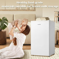 COMFEE' RCU60WH2(E) 60 Litre Freestanding under Counter, 48Cm Upright Freezer Adjustable Thermostat, Reversible Door, 4 Star Freezer Rating Drawer, White