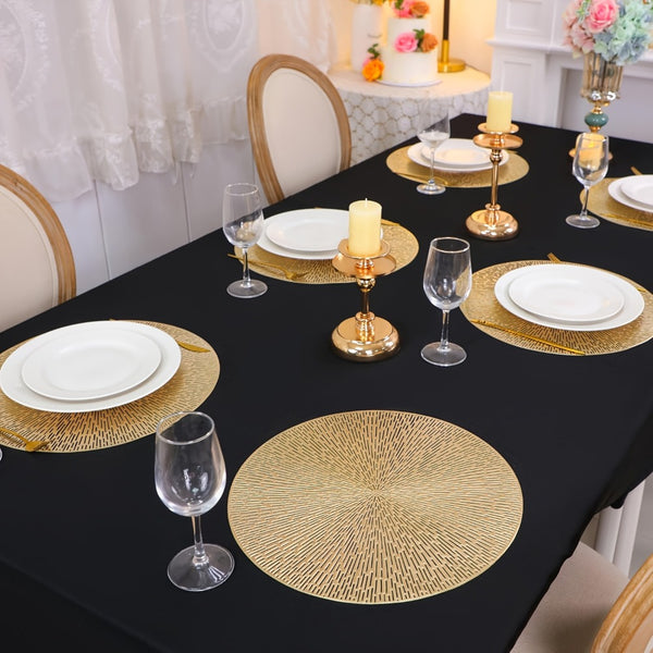 6pcs Round PVC Hollow-Out Placemats | Gold/Silver/Rose Gold | 15