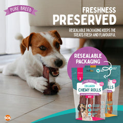 Pure Breed 12pk Medium Collagen Chewy Rolls | Long Lasting Dog Chews for Puppies & Adults | 12cm Assorted Beef & Chicken Flavour | Natural Protein-Rich Training Treats in Resealable Pack for Boredom Relief