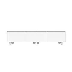 180cm Modern TV Stand for TVs up to 65 inches, Storage TV Cabinet with Solid Wood Legs, Black PB Board Entertainment Center for Living Room, Bedroom, Home Office - Scratch-Resistant, Spacious Shelves for Media Players & Game Consoles, Easy Assembly