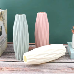 Nordic Modern Plastic Flower Vase - White Pink Blue Decorative Pot for Living Room Flower Arrangement