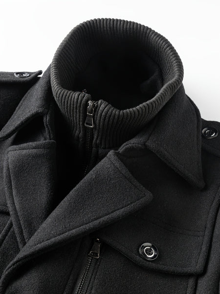 (Pearson OBM) Fall Winter Men'S Business Tweed Coat Fashion Double-Lapel Tweed Men'S Jacket