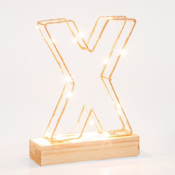 Light Up Letter | LED Alphabet Wire Frame Letter Lights | Rose Gold Copper Initials | Personalised Lighting | Battery Powered | For The Office Living Room Bedroom | Gift For Her