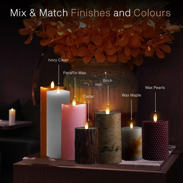 LENCARTA LED Flameless Candle Classic Ivory 6 Inch Wax Shell | Battery Powered Music Rhythm Sensing Flicker-Effect Pillar with Remote Control for Home Decor
