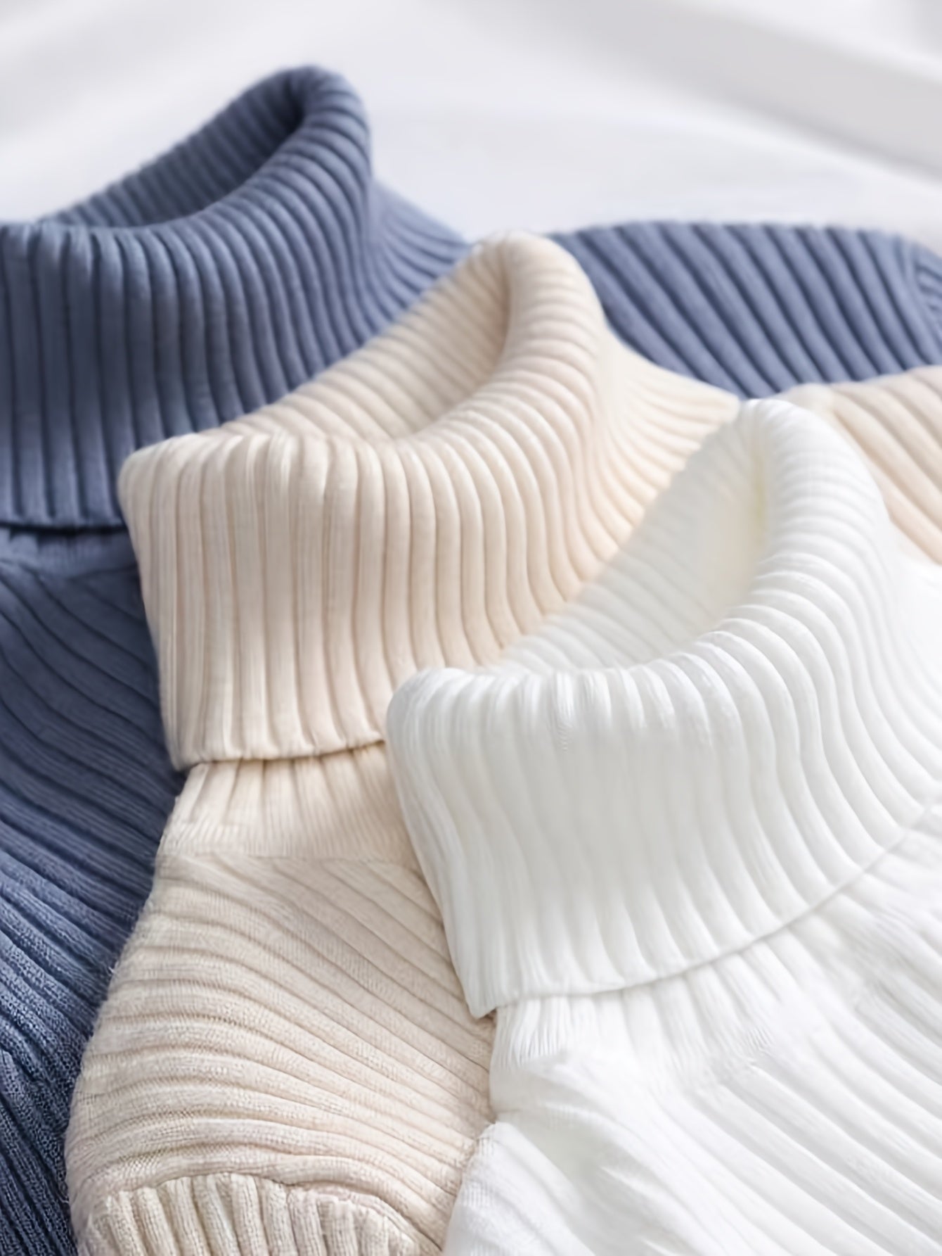 3pcs Women's High Neck Sweaters - Solid Color Winter Warm Base Layer, Thermal Turtleneck, Machine Washable Layering Shirts for Fall & Weather (3pcs) - Elegant Stretchable Knitwear Suitable for Fall/Winter