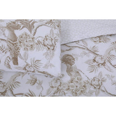 Night Comfort Eco Breathable Duvet Cover with Pillowcases | 100% Polycotton Percale Exclusive Chinoiserie Birds - Gold Design | Machine Washable and Non-Allergenic Bedding Set