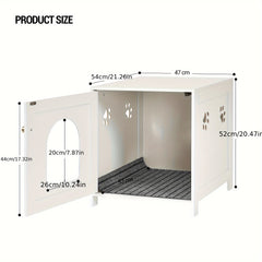 Cat Litter Box Enclosure, 54.86cm L Hidden Litter Box Furniture, Wooden Indoor Pet House With Front Arched Door, Side End Table, Nightstand For Living Room, Bedroom, White