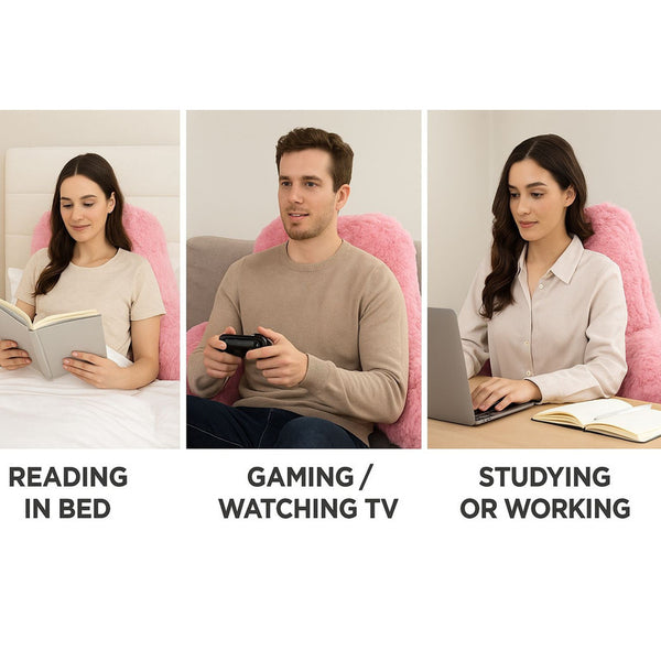 Teddy Fleece Reading Pillow with Arms Soft Backrest Support Cushion 65x40cm for Bed and Sofa in 4 Colours