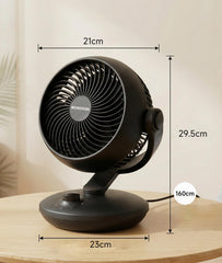 Desktop Air Circulator Fan, Quiet Three-Speed Desktop Fan, 80° Oscillation, 100° Adjustable Tilt, 12-Meter Long-Distance Air Delivery, Removable Front Cover, Black, Suitable for Bedroom/Office.