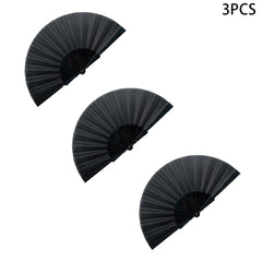3Pcs Hand Fan Held Portable Spanish Dances Fabric Folding Party Wedding Gift
