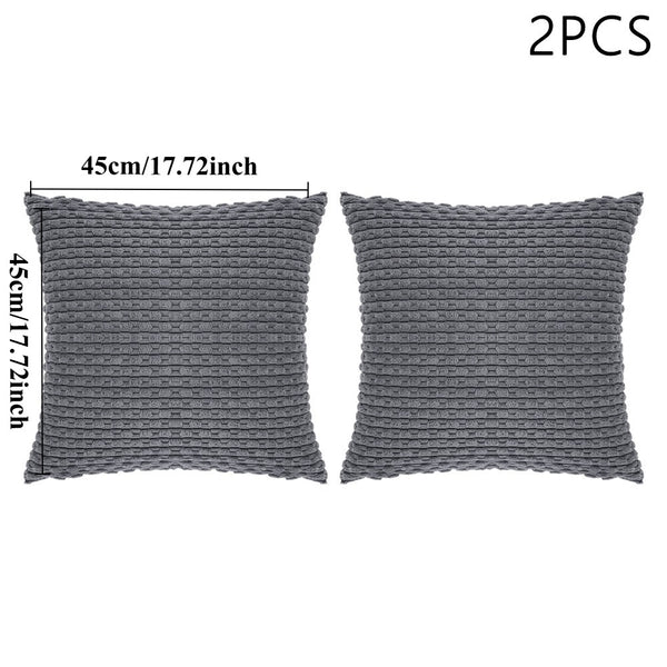 Set of 2 Luxury Corduroy Throw Pillow with Pillow Inserts, 18