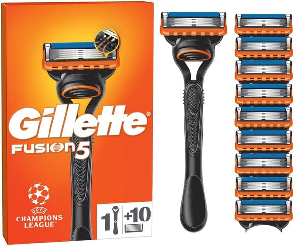 Gillette Fusion5 Razor for Men, 1 Gillette Razor, 10 Blade Refills