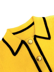 Women's Pullover Sweater for Autumn/Winter, Can Be Worn as an Inner or Outer Layer, Comfortable, Warm, Elegant, and Features a Spicy Design with a Spliced Lapel and Exquisite Metal Buttons. Suitable for Commuting, Dates, and Valentine's Day