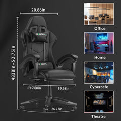 GartistGo Gaming Chair With footrest,Computer Chairs with Lumbar Cushion + Headrest, Height-Adjustable Office Chair for Adults, Girls, Boys