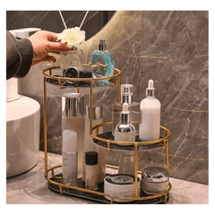 Large 3-Tier Bathroom Organizer with Metal Frame - Perfect for Cosmetics, Perfumes, Skincare & Toothbrushes - Durable Cast Iron, Washable UV Panel