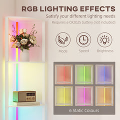 LED Floor Lamp with Shelves, 5-Tier Dimmable Standing Lamp with Adjustable Brightness and Foot Switch, Modern Corner Display Shelf Unit for Living Room Bedroom Office