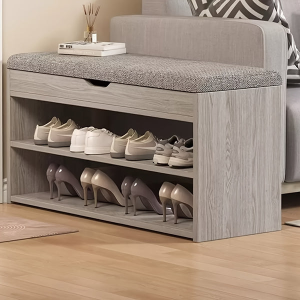 Heavy Duty Shoe Storage Bench with Cushion, Large Shoe Bench Storage with Seat, Two Layer Shoe Rack Storage, Shoes Storage Cabinet Organiser Cushion Padded Seat Hallway Stools for Hallway Foyer