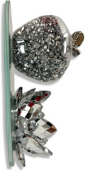 Amazing Gift Silver Sparkle Glass Ornament Bling Crushed Diamond Crystal Filled Apple Shape Tealight Candle Holder