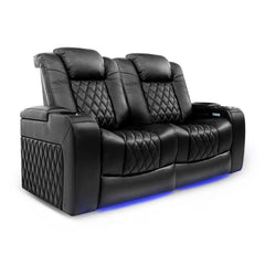 Valencia Tuscany Black Leather Power Reclining Home Theatre Sofa