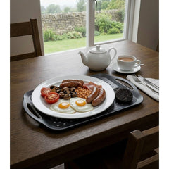 2-Pack Non-Slip Rectangular Plastic Serving Tray – High-Grip Surface, Easy-Hold Handles