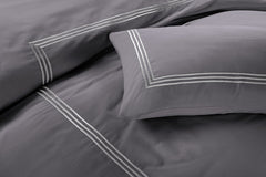 Embroided Baratta Stitch Duvet Cover Set with Matching Pillowcases - Ultra-soft Brushed Microfibre – Chic & Modern Design – Easy Care & Machine Washable