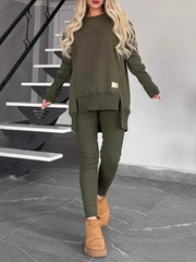 Casual fashion sets - fleece two-piece set, long-sleeved top and pants, available in various colors, casual suits, trendy fashion, suitable for wearing at home in autumn and winter, Women's long pants set, home clothing, autumn fashion, unique two-pi