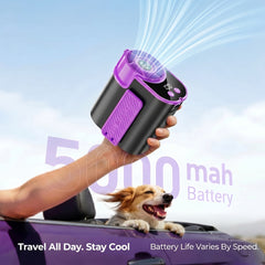 Wearable Air Conditioning Fan - USB Rechargeable, Intelligent 5-Speed High-Speed Fan, Fast Cooling, 5000Mah Battery with Super Long Battery Life, Built-In Flashlight, Ideal for Outdoor Camping, Sports, And Work