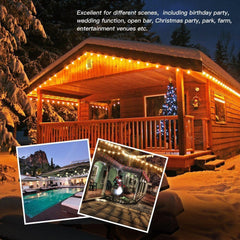 Svater Outdoor String Lights LED 15M, S14 48FT Festoon Lights Mains Powered with 15+1 2W Plastic Bulbs, IP65 Waterproof Garden String Lights for Patio Party Wedding, 2700K Warm White