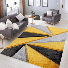 Luxury Soft Shaggy Area Rug – Modern Non-Shedding Geometric Triangles Design, High-Pile Plush Living Room Carpets, Large Thick Rug for Bedroom, Kitchen, Lounge & Home Décor – Contemporary Floor Rug & Mats