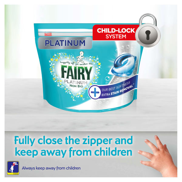 Fairy Non Bio Platinum Pods with Extra Stain Removal, 100 Wash