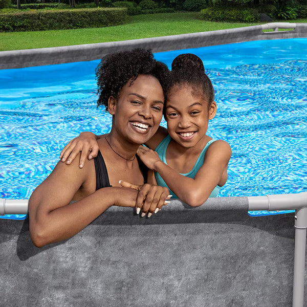 Bestway 20Ft X 12Ft Platinum Series Power Steel Oval Frame Pool with Sand Filter Pump and Solar Powered Pool Pad